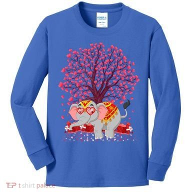 Elephant Lover Heart Tree Indian Elephant Valentine's Day Gift Kids Long Sleeve Shirt