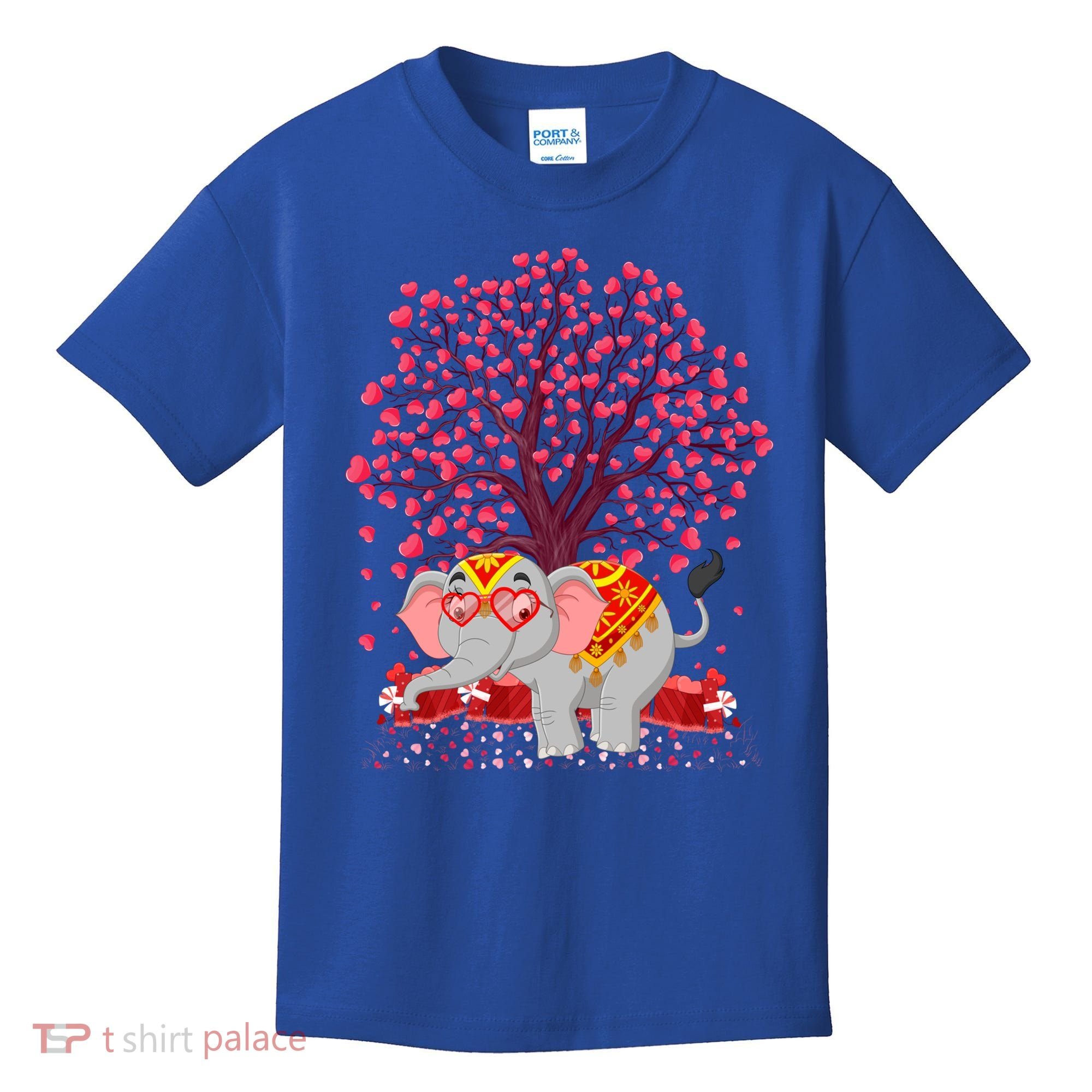 Elephant Lover Heart Tree Indian Elephant Valentine's Day Gift Kids T-Shirt