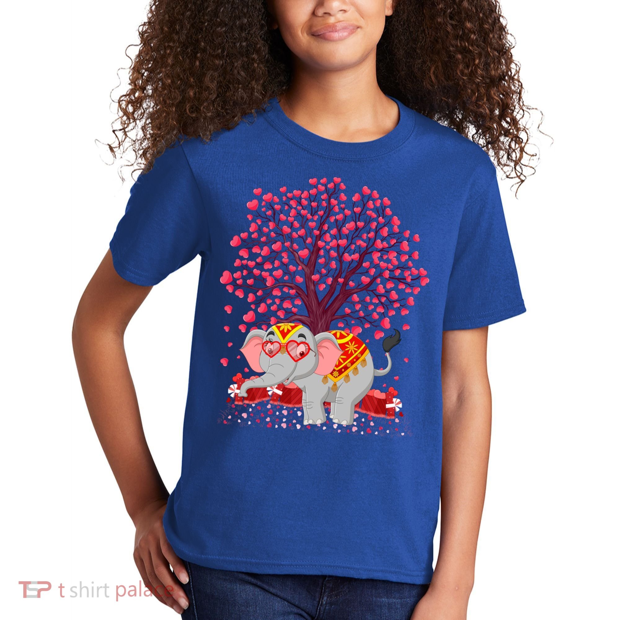 Elephant Lover Heart Tree Indian Elephant Valentine's Day Gift Kids T-Shirt