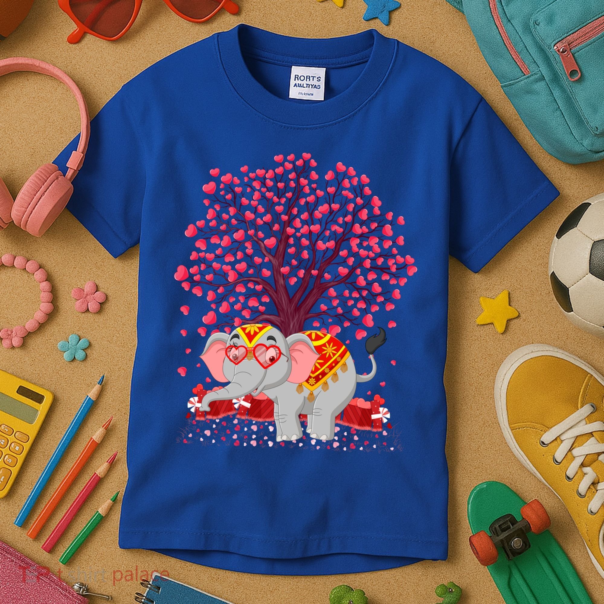 Elephant Lover Heart Tree Indian Elephant Valentine's Day Gift Kids T-Shirt