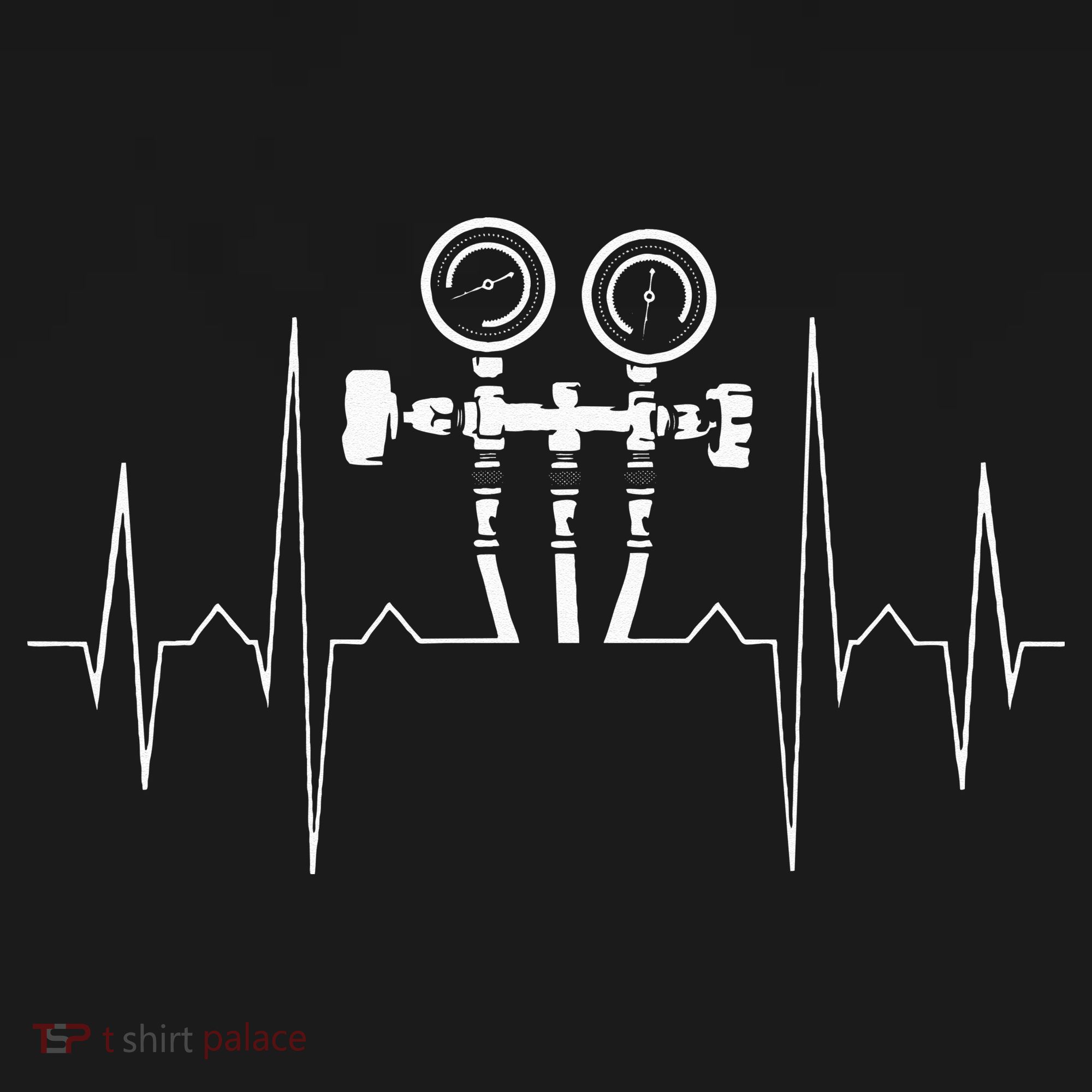 EKG Line Heartbeat HVAC Technician HVAC Tech Apron