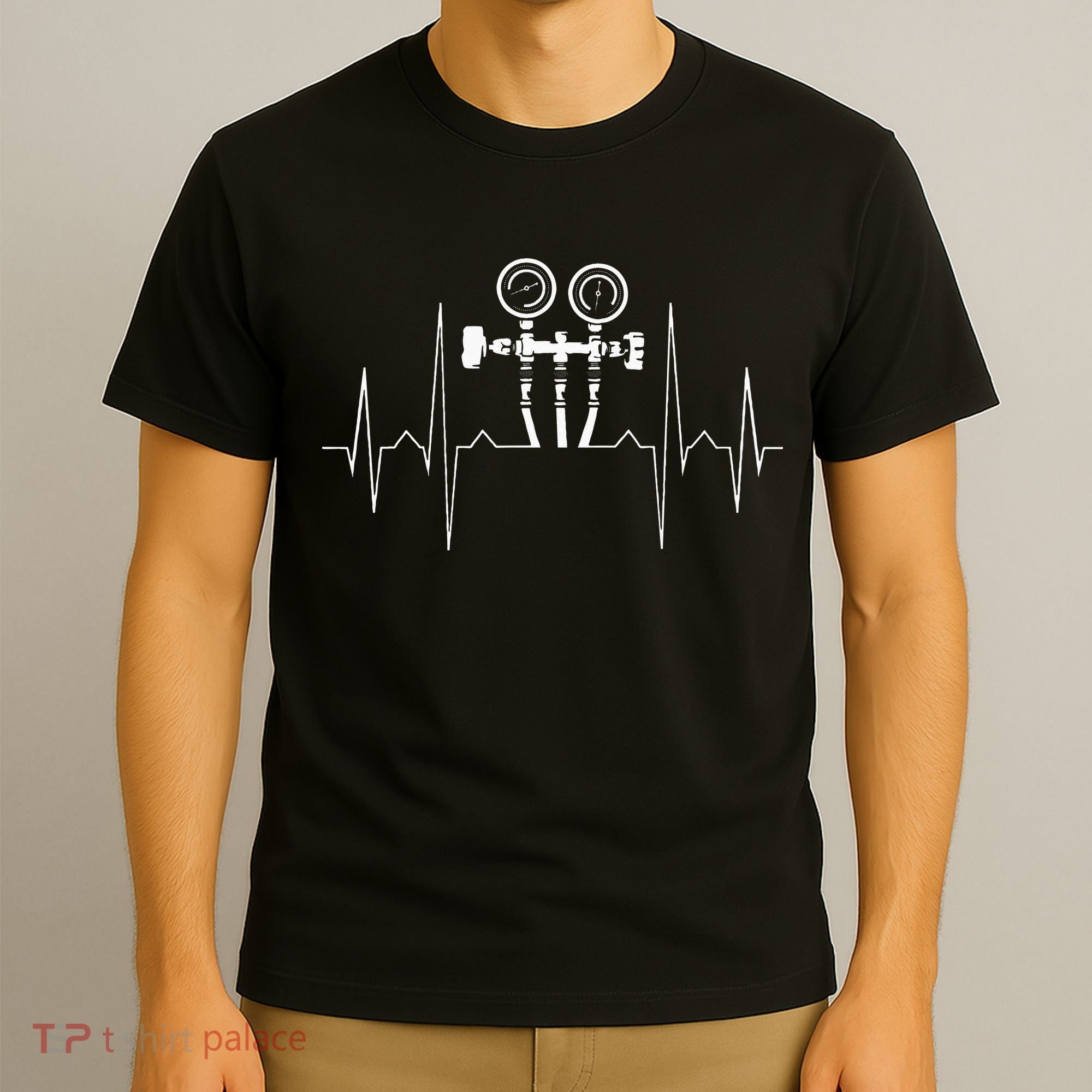 EKG Line Heartbeat HVAC Technician HVAC Tech T-Shirt