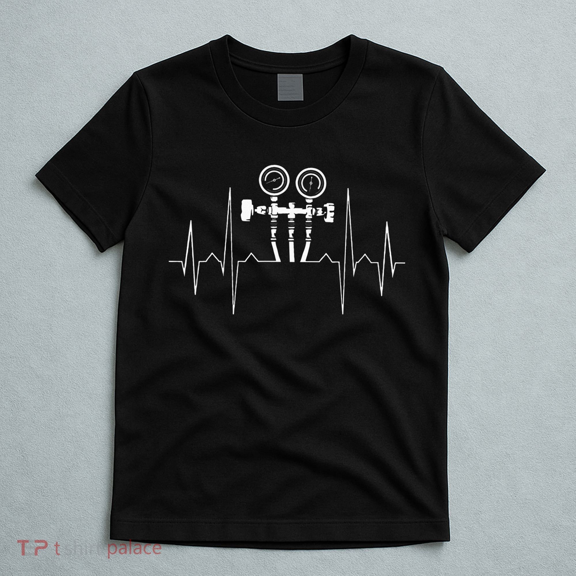 EKG Line Heartbeat HVAC Technician HVAC Tech T-Shirt