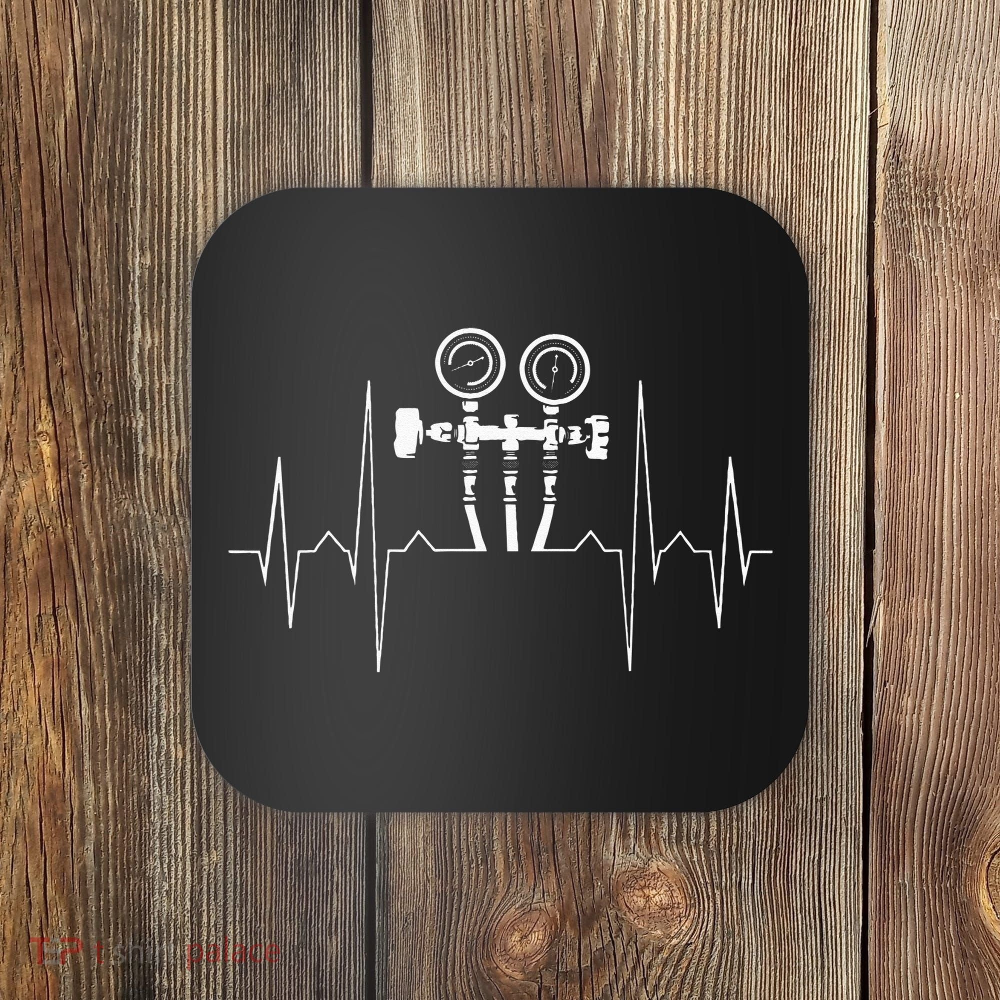 EKG Line Heartbeat HVAC Technician HVAC Tech Coaster