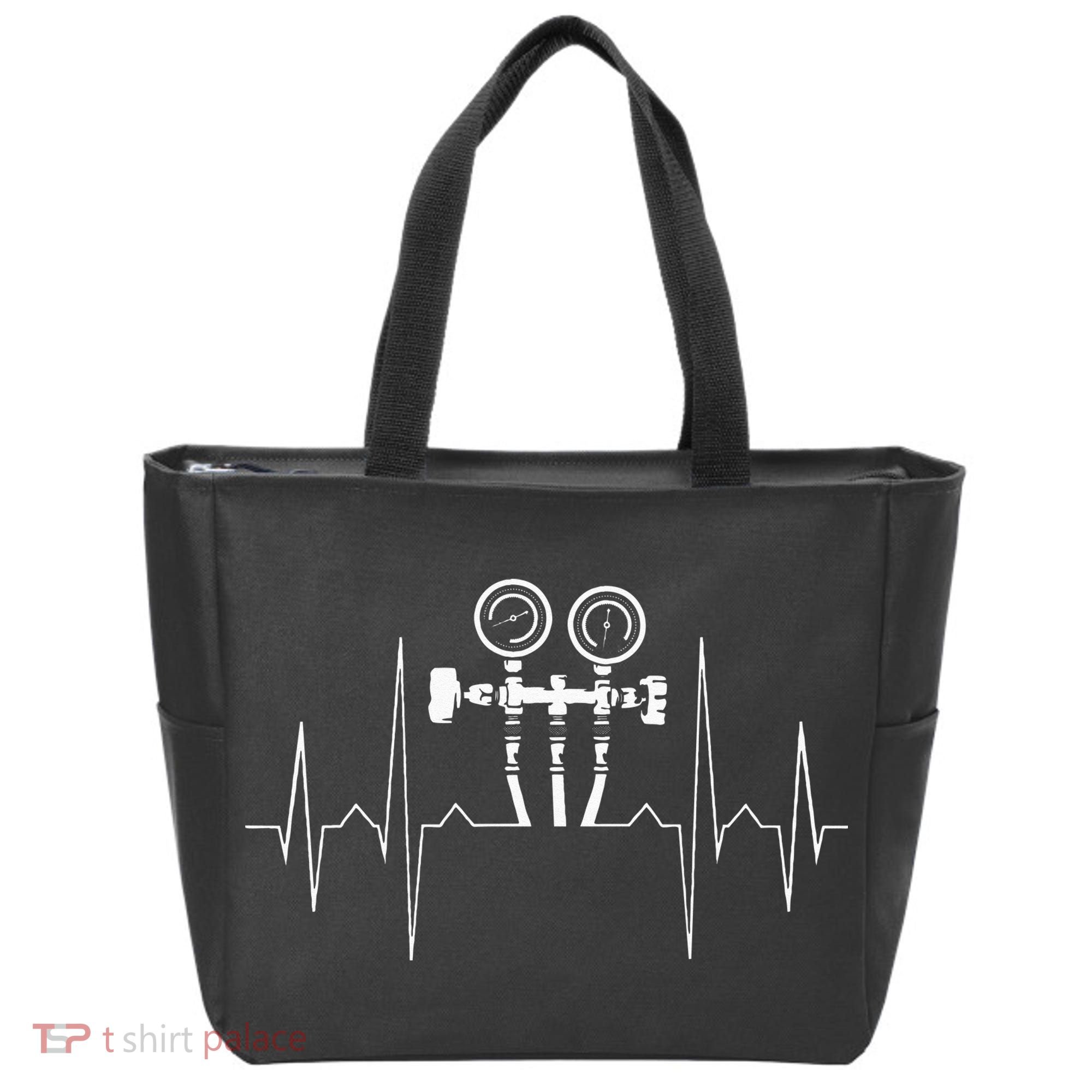 EKG Line Heartbeat HVAC Technician HVAC Tech Tote Bag