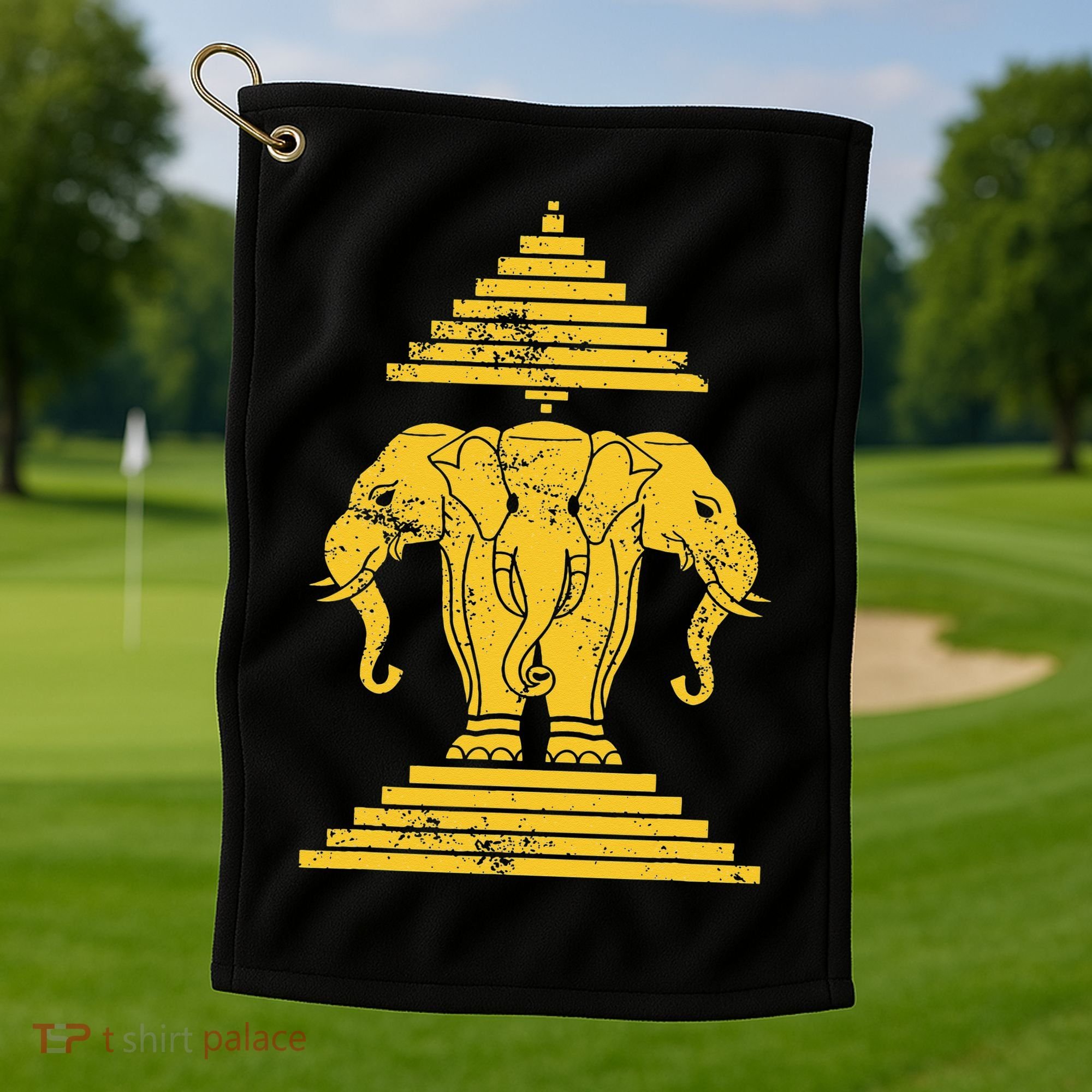 Erawan Laos Kingdom Three Headed Elephant Golf Towel
