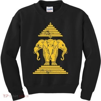 Erawan Laos Kingdom Three Headed Elephant Kids Sweatshirt
