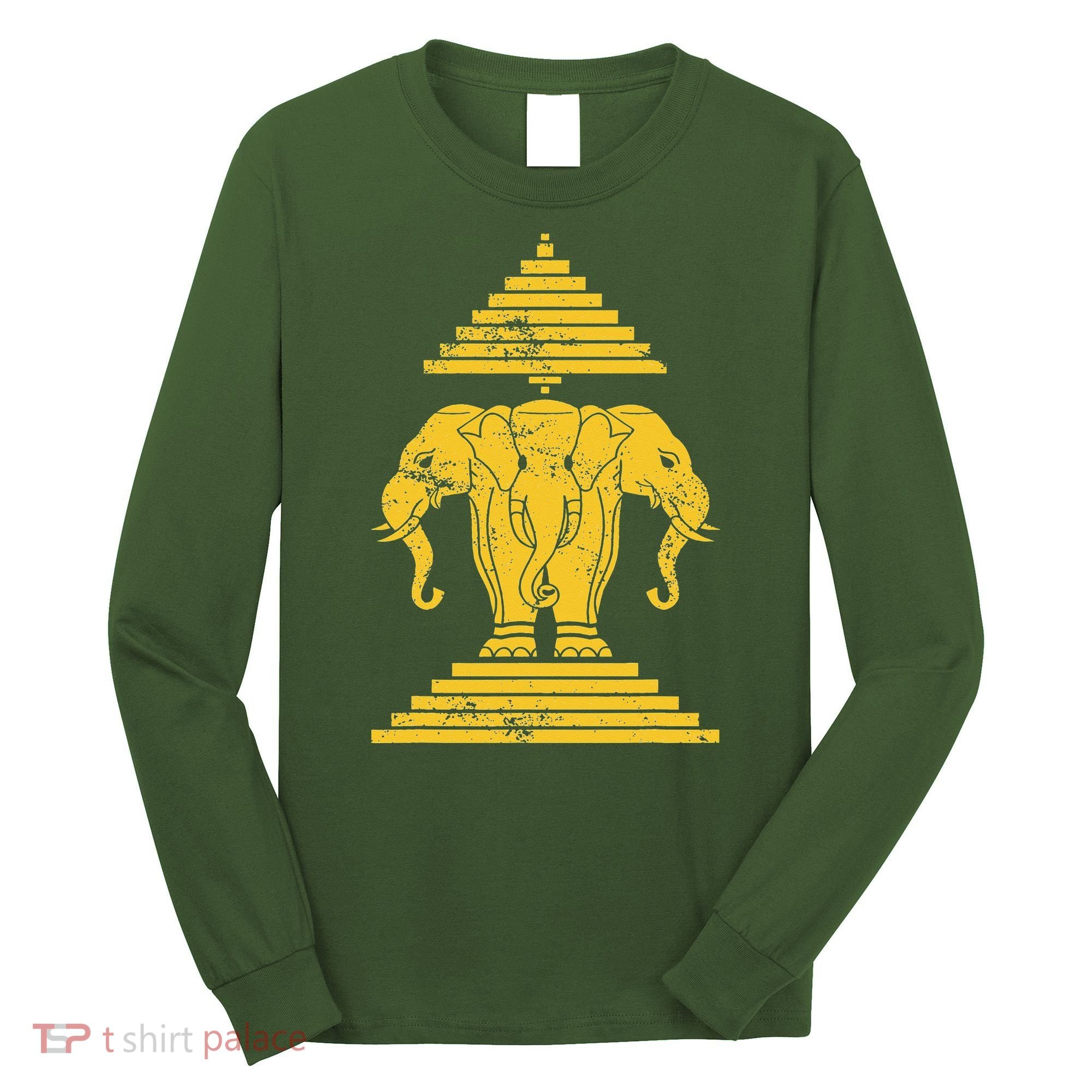 Erawan Laos Kingdom Three Headed Elephant Long Sleeve Shirt