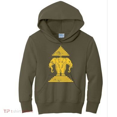 Erawan Laos Kingdom Three Headed Elephant Kids Hoodie