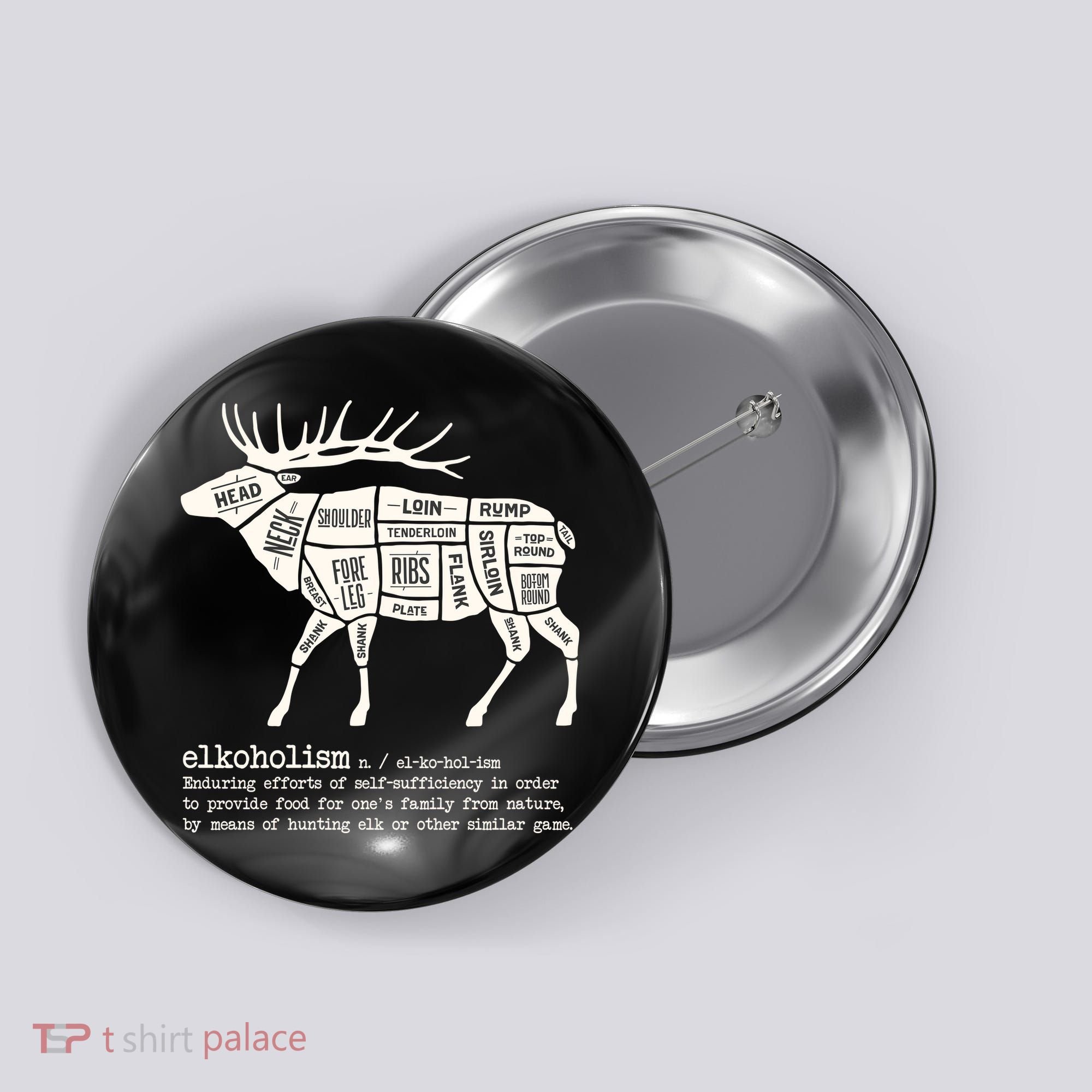 Elkoholism Elk Hunting Button
