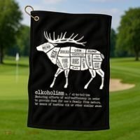 Elkoholism Elk Hunting Golf Towel thumb 1