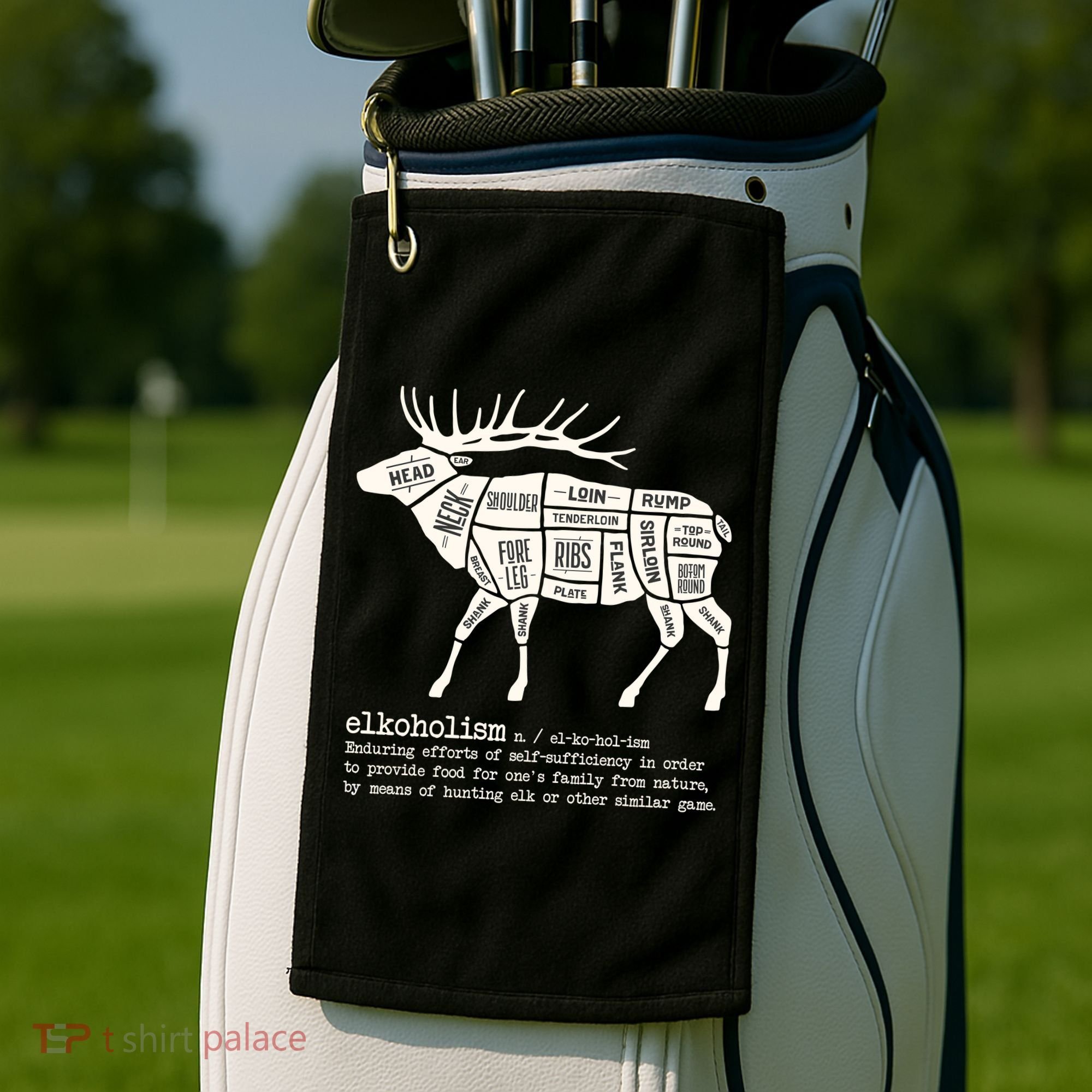 Elkoholism Elk Hunting Golf Towel