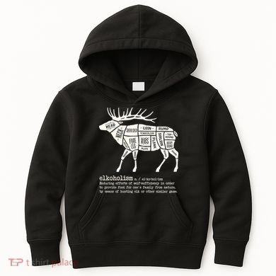 Elkoholism Elk Hunting Kids Hoodie