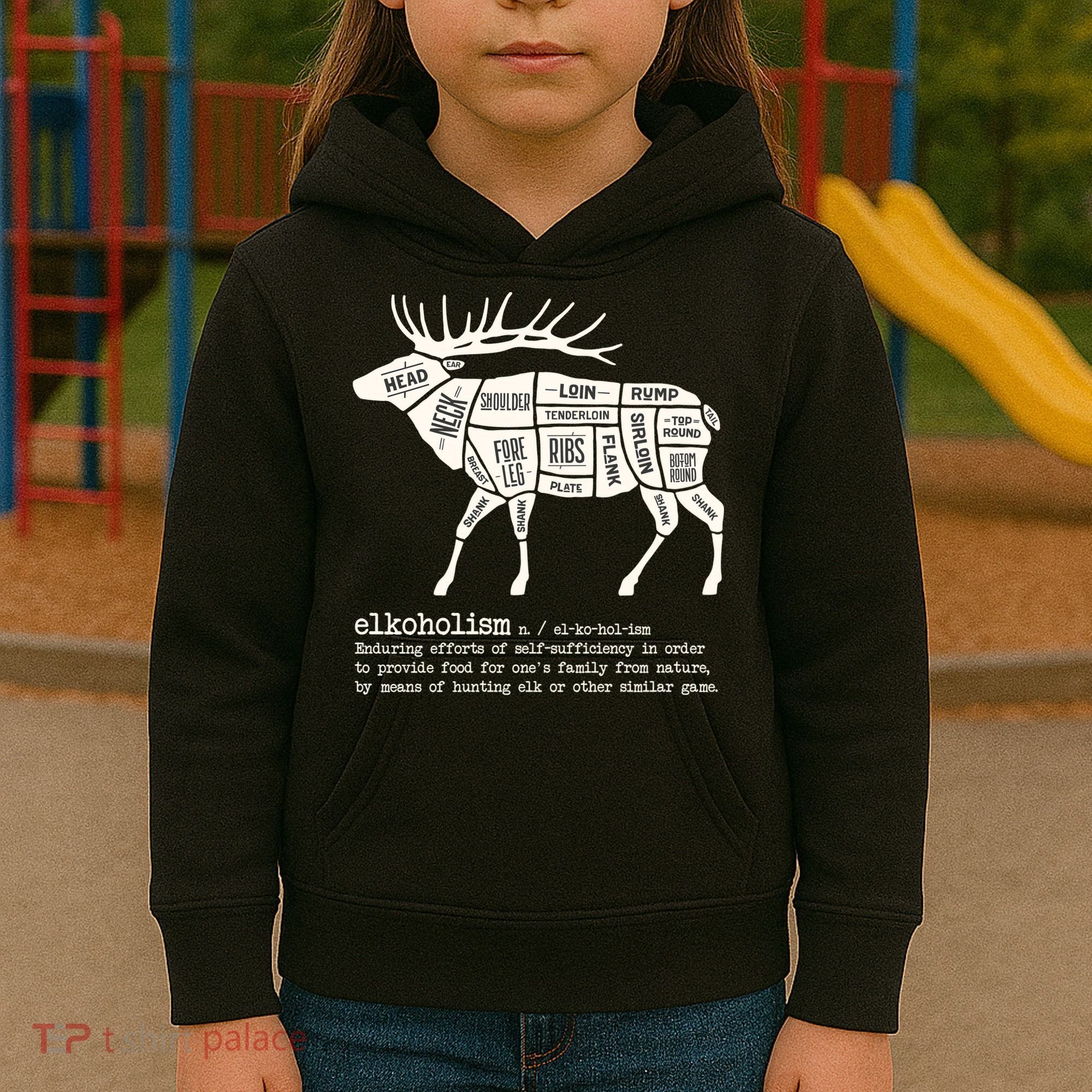 Elkoholism Elk Hunting Kids Hoodie