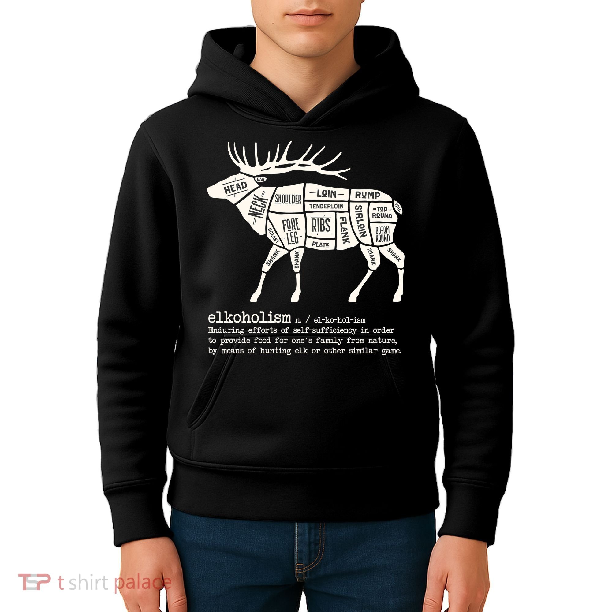 Elkoholism Elk Hunting Kids Hoodie