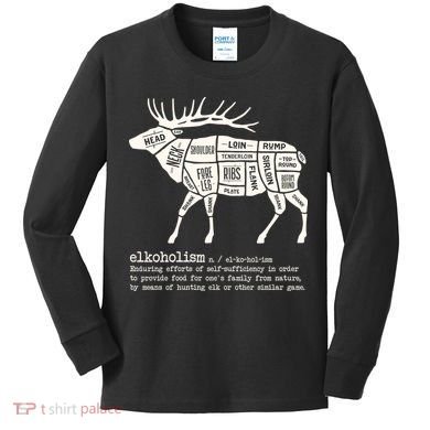 Elkoholism Elk Hunting Kids Long Sleeve Shirt