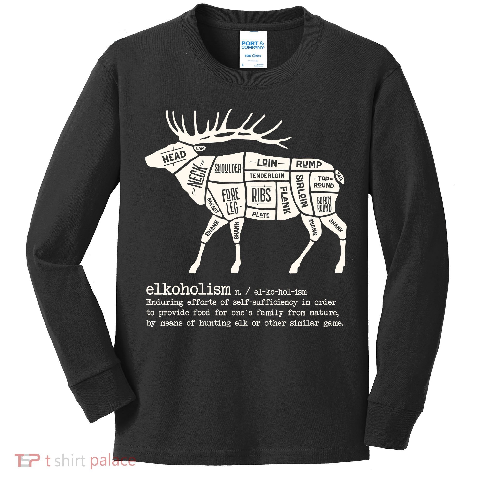 Elkoholism Elk Hunting Kids Long Sleeve Shirt