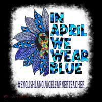English Language Learner Teacher In April We Wear Blue Gift Women's Hoodie thumb 2
