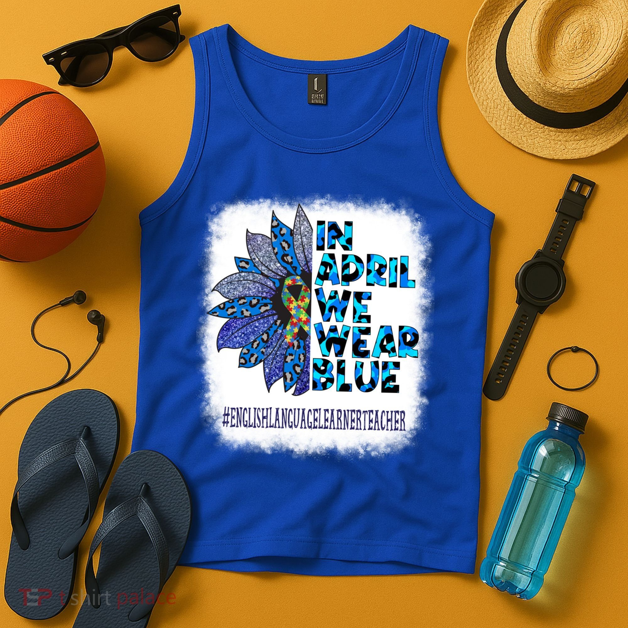English Language Learner Teacher In April We Wear Blue Gift Tank Top