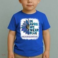 English Language Learner Teacher In April We Wear Blue Gift Toddler T-Shirt thumb 2