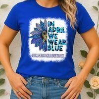 English Language Learner Teacher In April We Wear Blue Gift Women's T-Shirt thumb 2