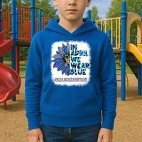 English Language Learner Teacher In April We Wear Blue Gift Kids Hoodie thumb 2
