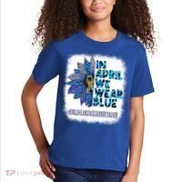 English Language Learner Teacher In April We Wear Blue Gift Kids T-Shirt thumb 2