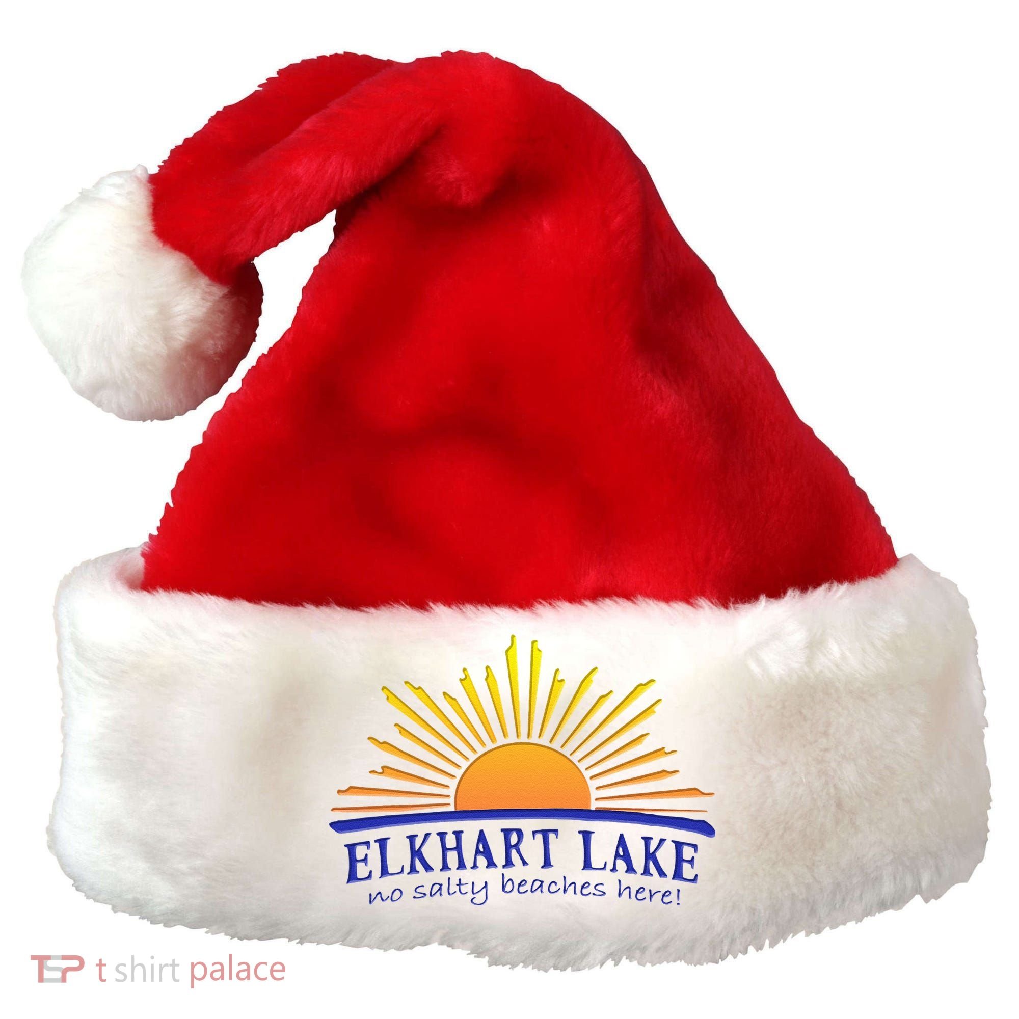 Elkhart Lake NO SALTY BEACHES HERE Sun Beach Wisconsin Santa Hat