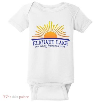 Elkhart Lake NO SALTY BEACHES HERE Sun Beach Wisconsin Baby Bodysuit