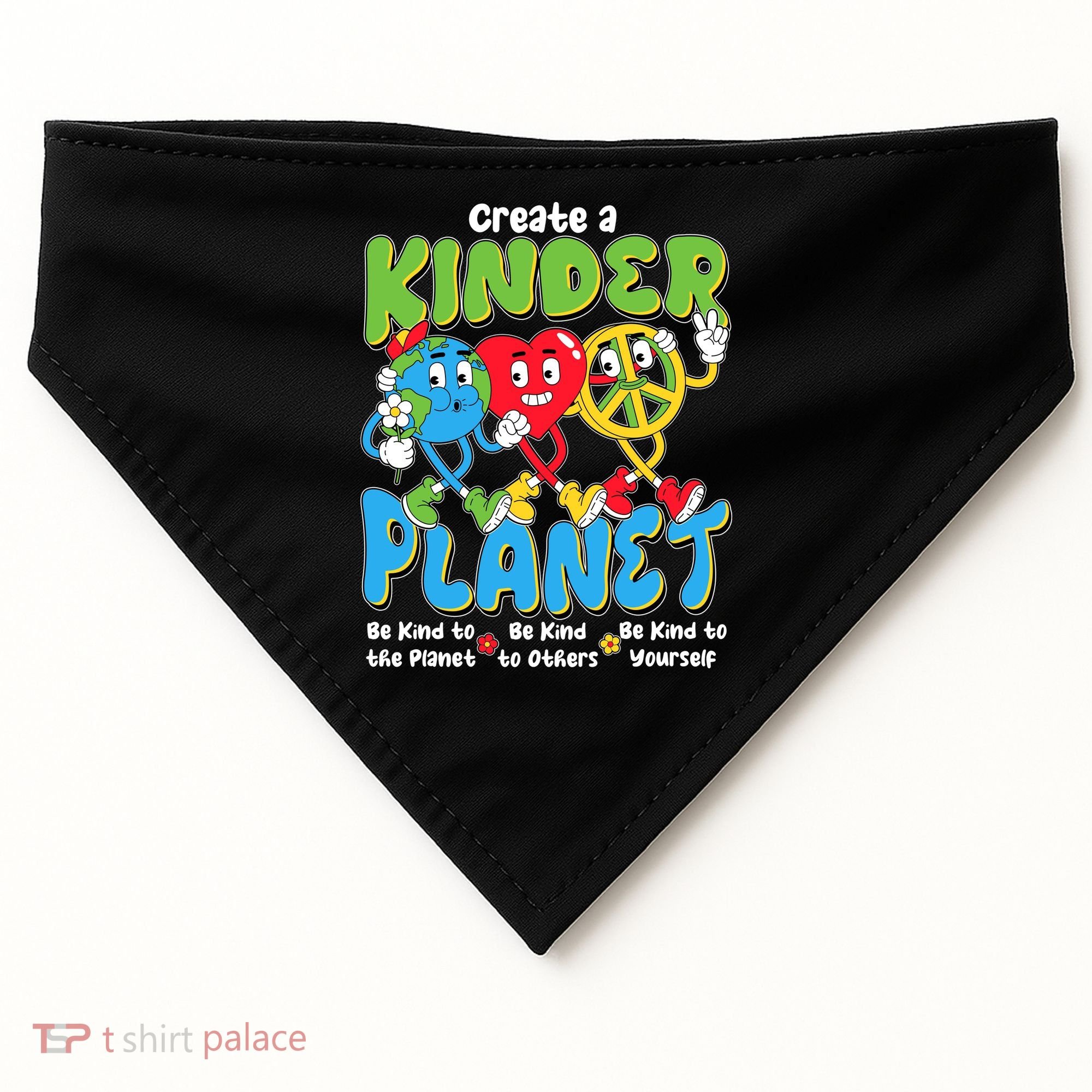 Earth Love Peace Create A Kinder Planet Earth Day USA-Made Doggie Bandana