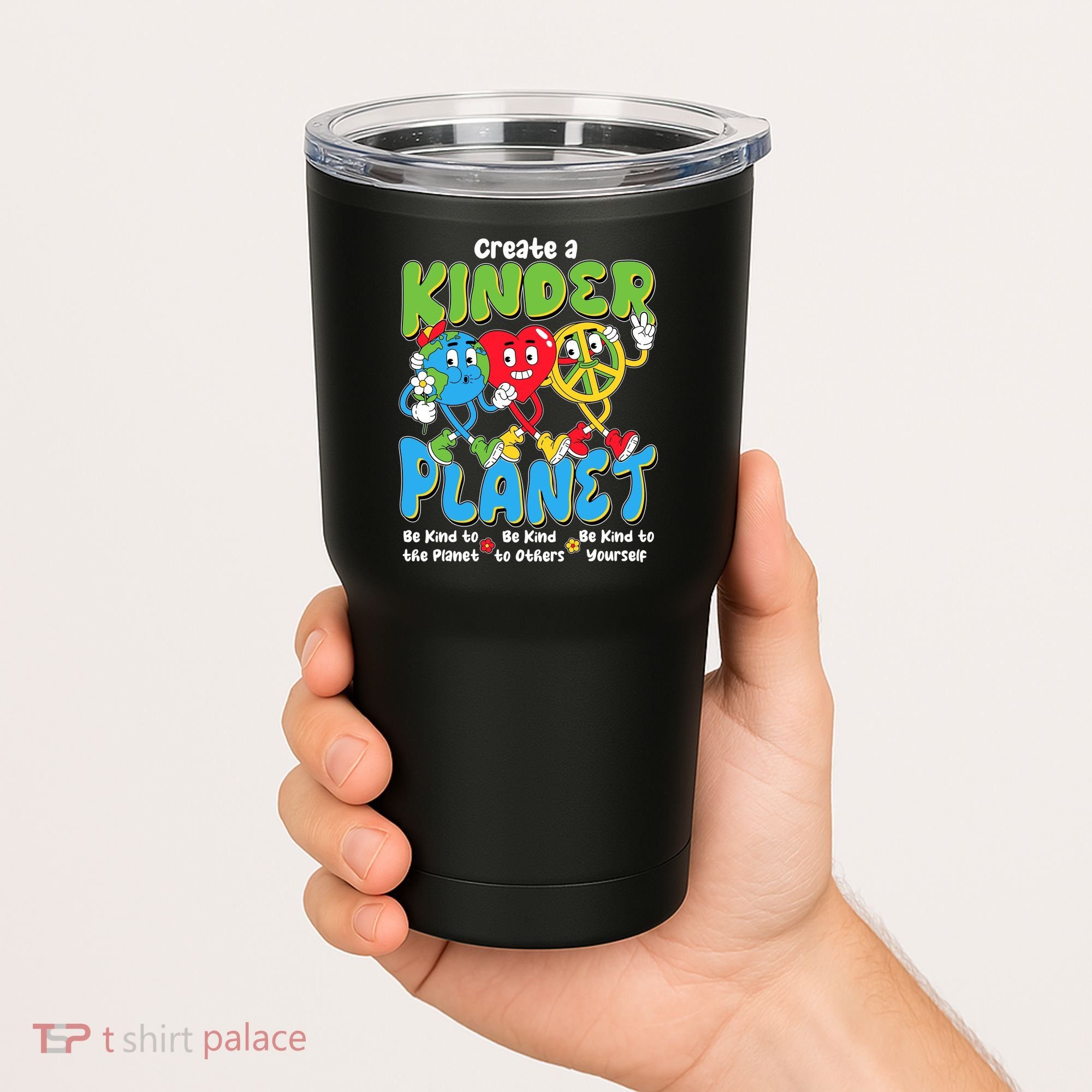 Earth Love Peace Create A Kinder Planet Earth Day Tumbler