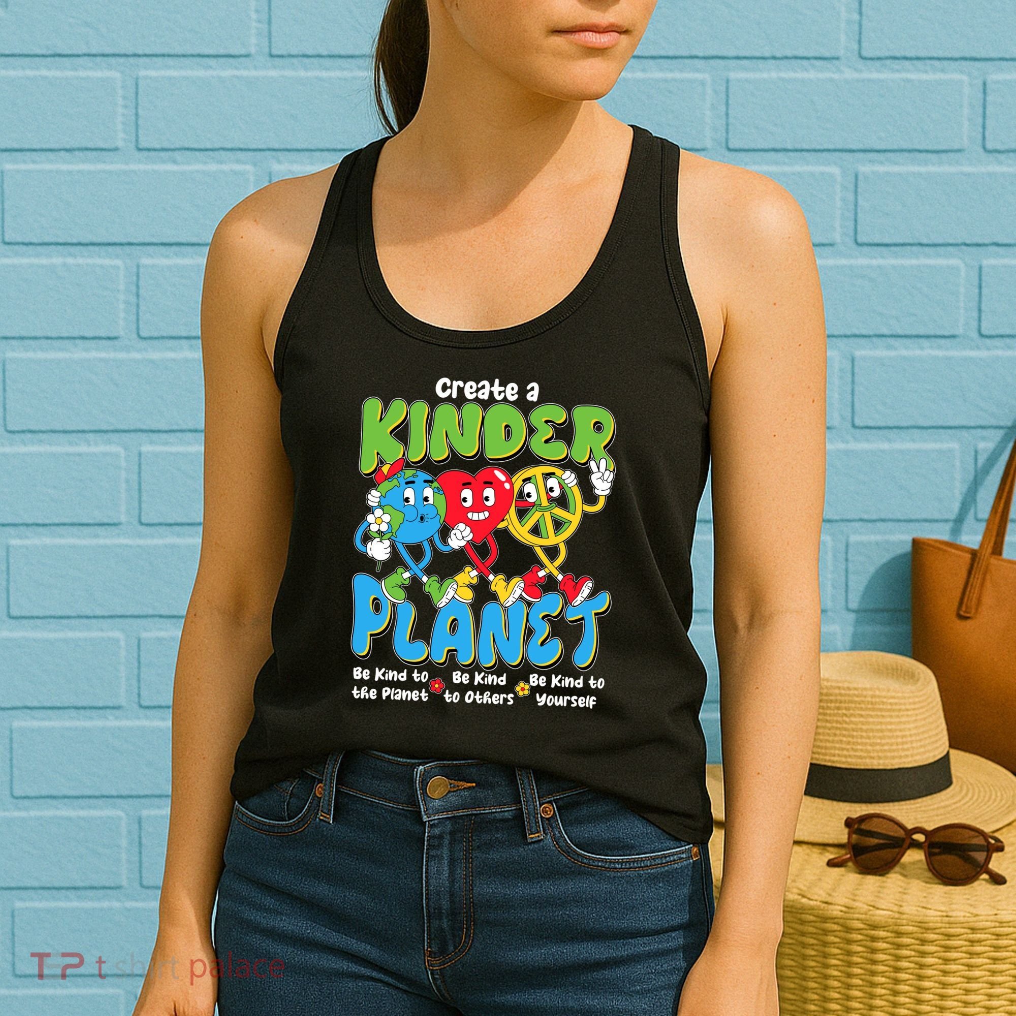 Earth Love Peace Create A Kinder Planet Earth Day Women's Tank Top