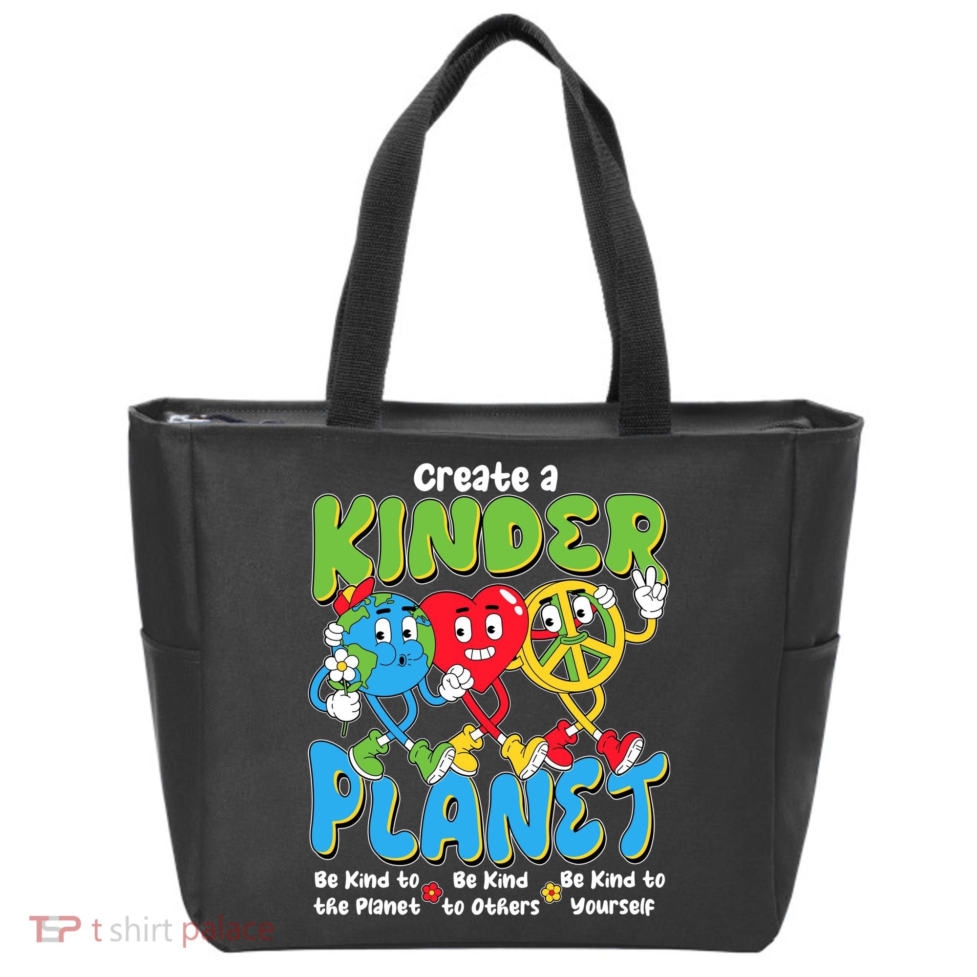 Earth Love Peace Create A Kinder Planet Earth Day Tote Bag
