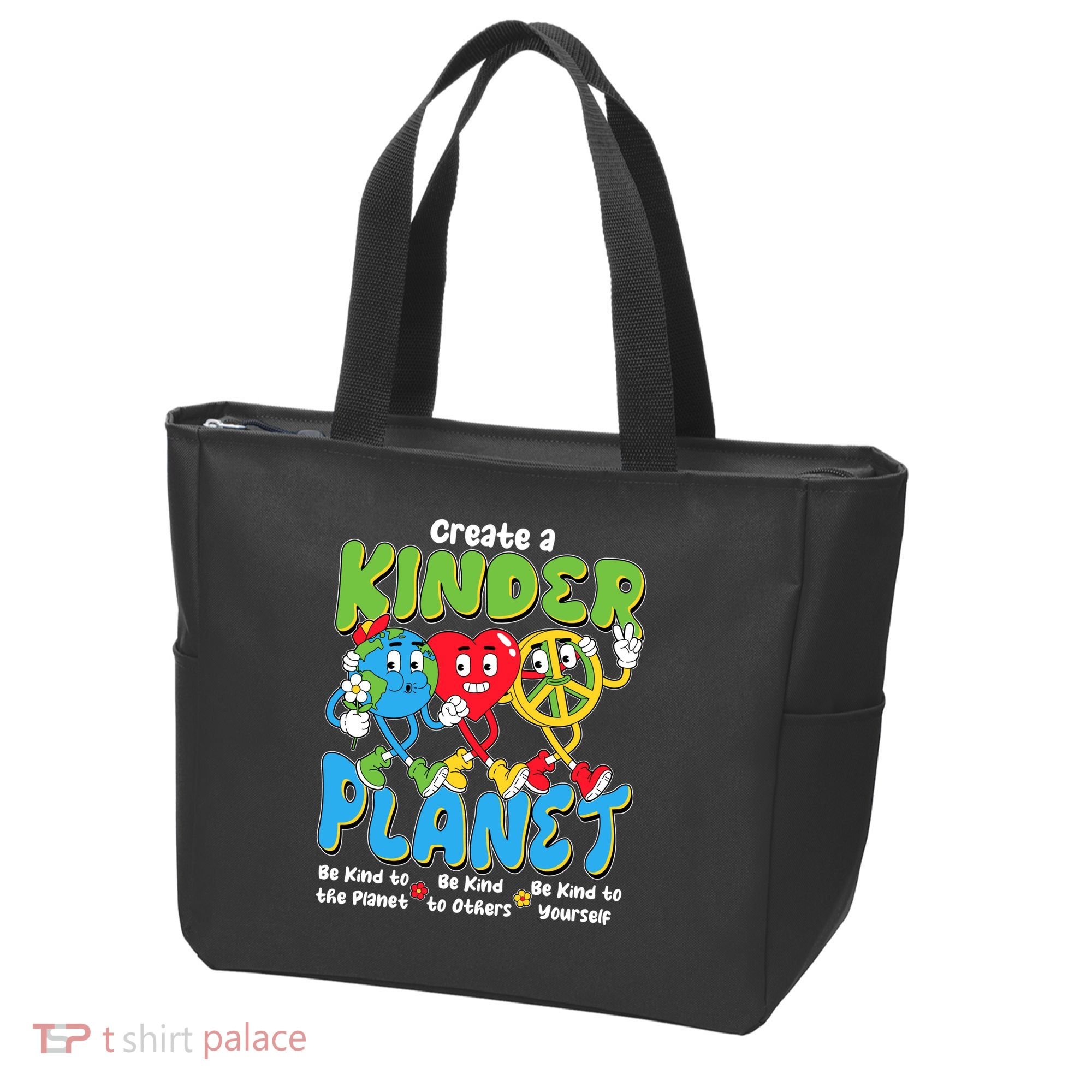 Earth Love Peace Create A Kinder Planet Earth Day Tote Bag