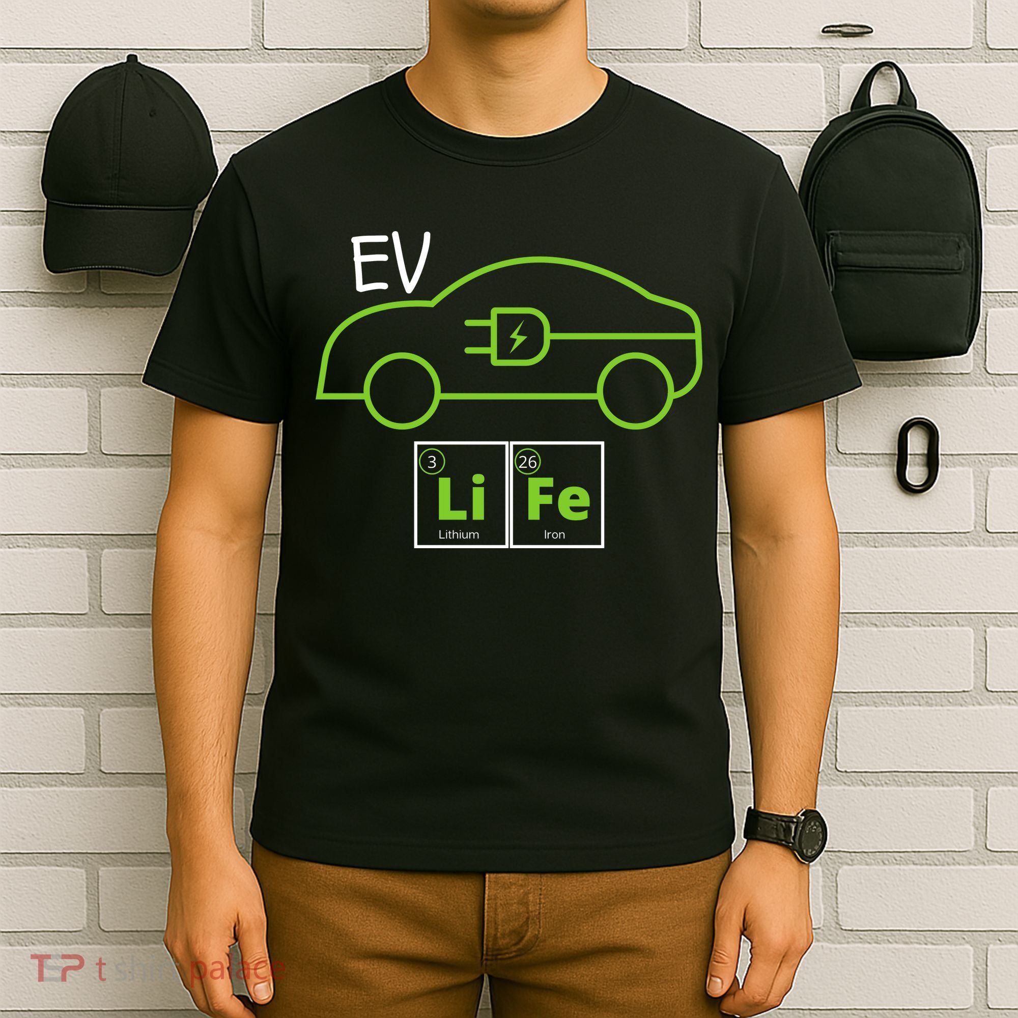 EV Life Periodic Table Of Elements Electric Vehicle Electric Power EV Driver T-Shirt