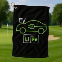 EV Life Periodic Table Of Elements Electric Vehicle Electric Power EV Driver Golf Towel thumb 1
