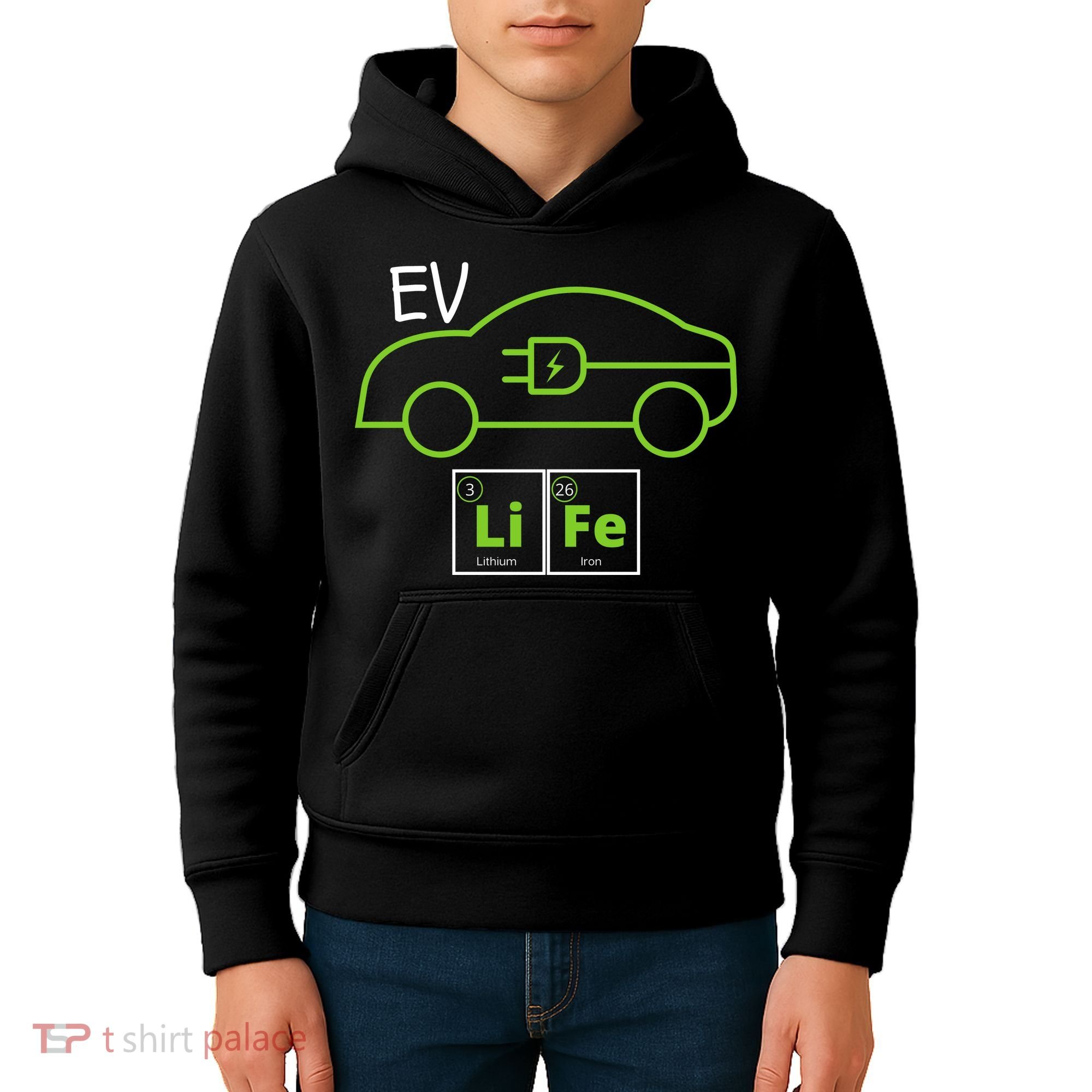 EV Life Periodic Table Of Elements Electric Vehicle Electric Power EV Driver Kids Hoodie