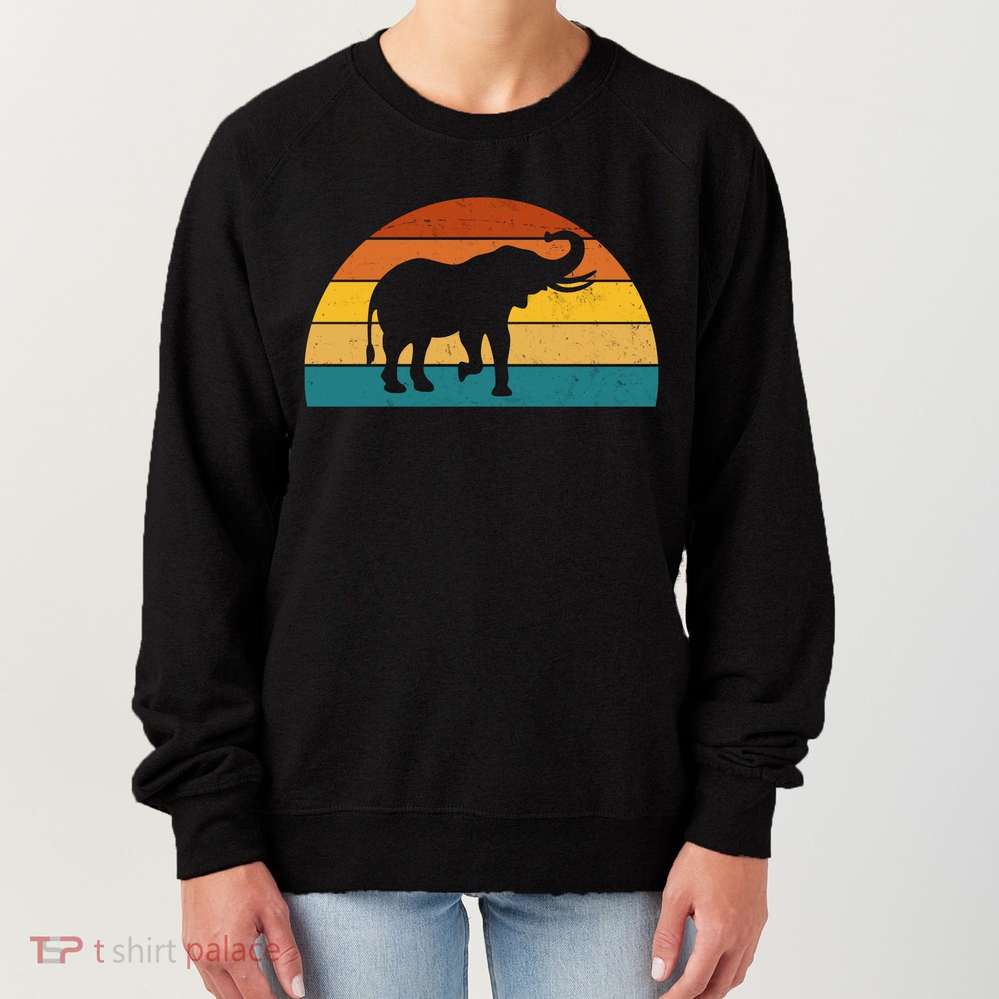 Elephant Lover Retro Sunset Women's Sweatshirt