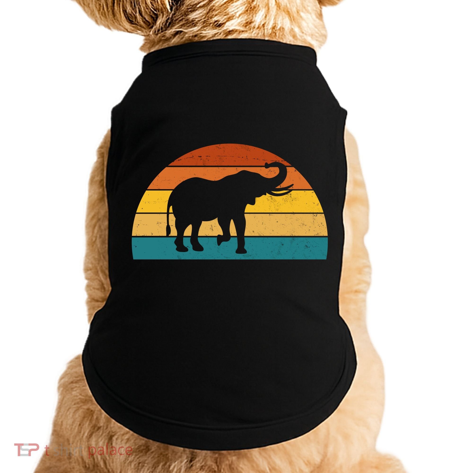Elephant Lover Retro Sunset Doggie Tank