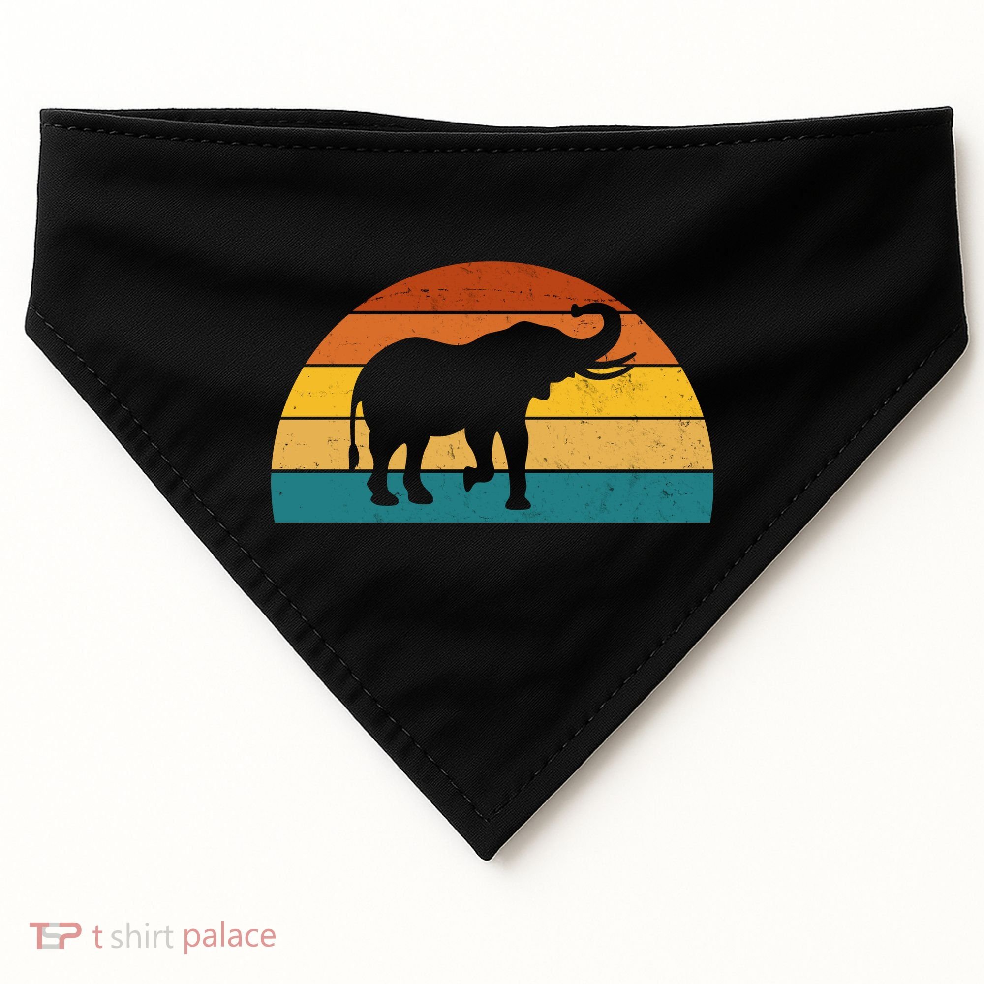 Elephant Lover Retro Sunset USA-Made Doggie Bandana