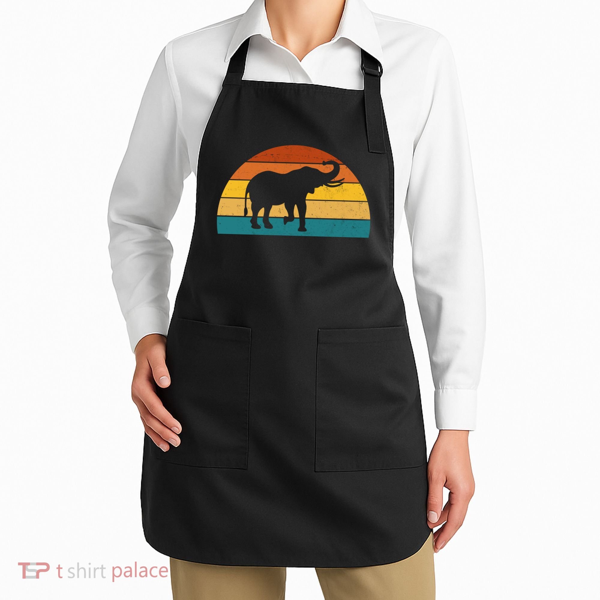 Elephant Lover Retro Sunset Apron