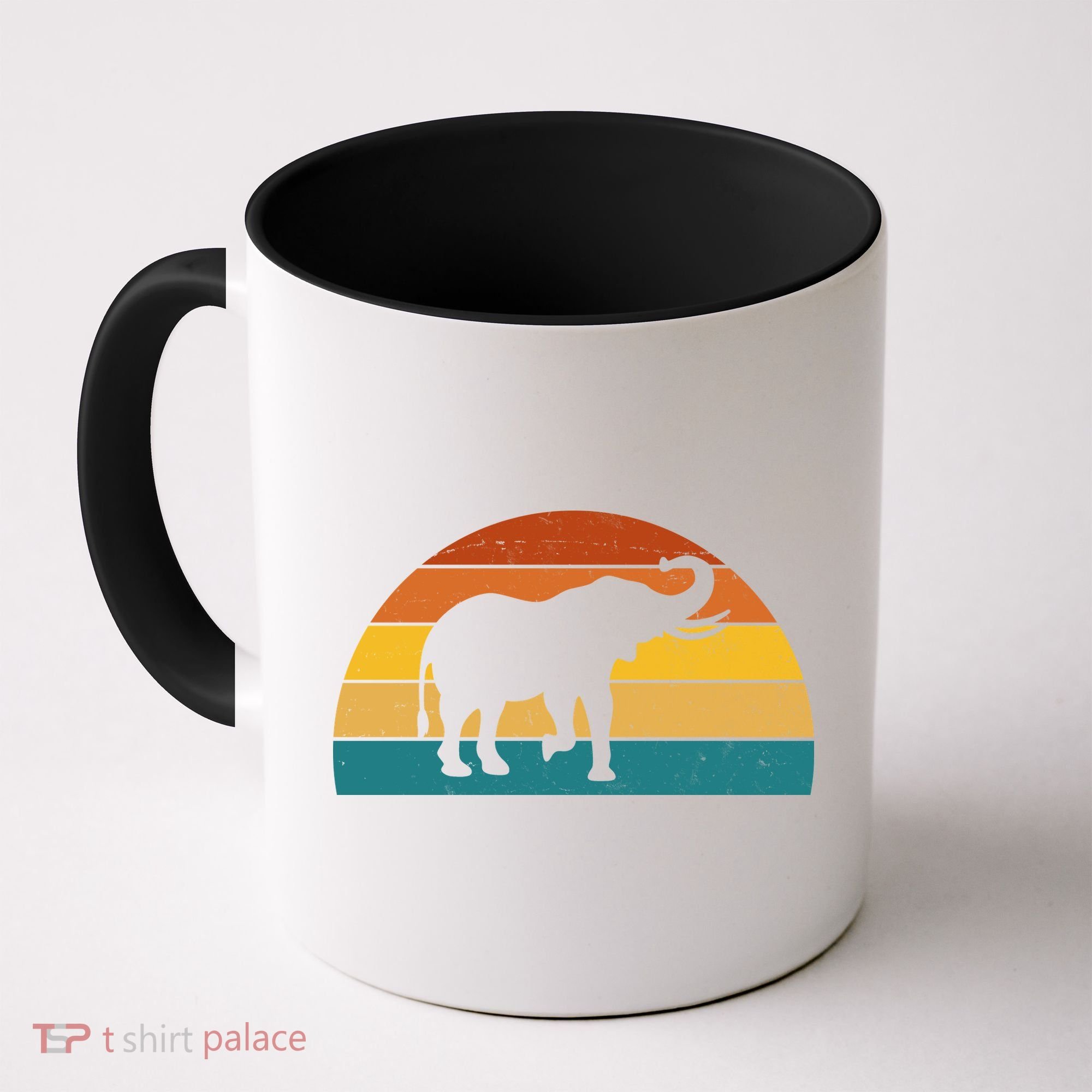 Elephant Lover Retro Sunset Coffee Mug