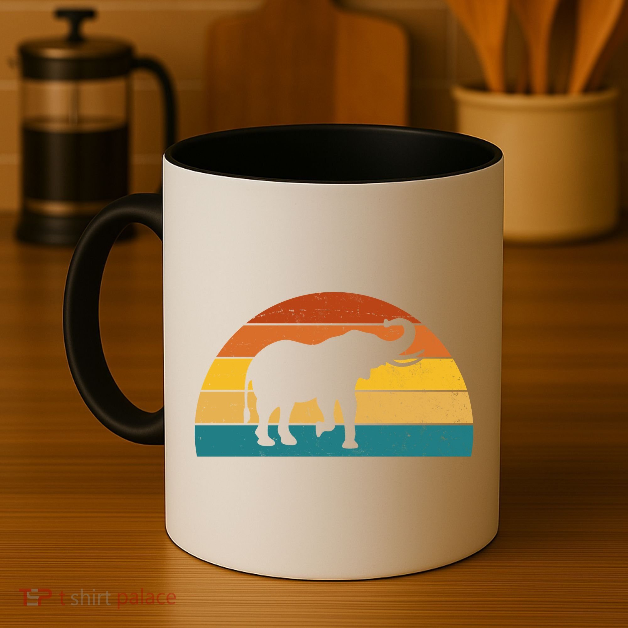 Elephant Lover Retro Sunset Coffee Mug
