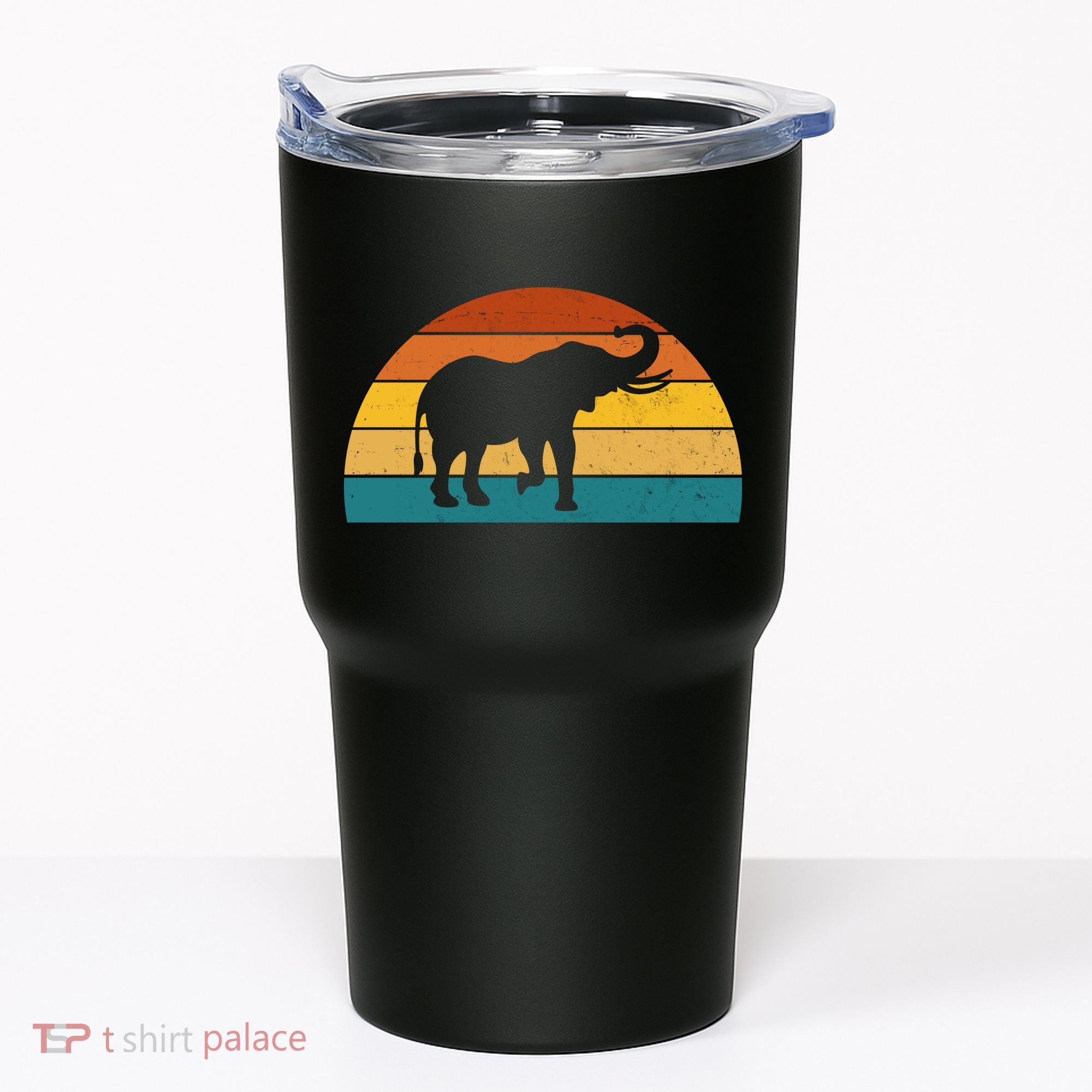 Elephant Lover Retro Sunset Tumbler
