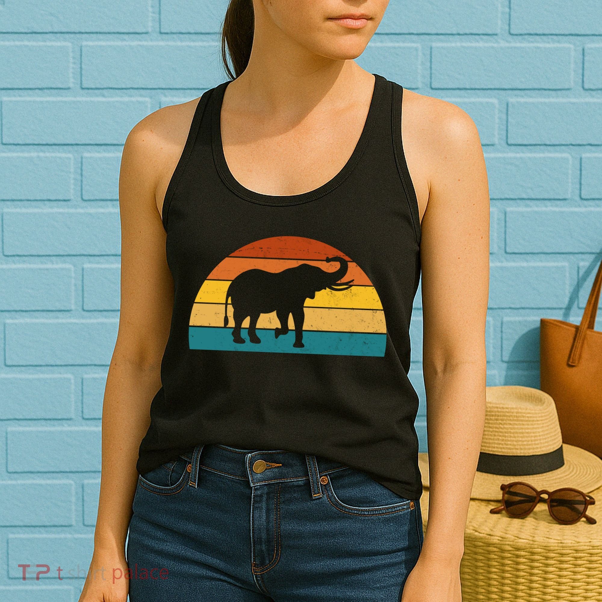 Elephant Lover Retro Sunset Women's Tank Top