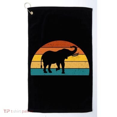 Elephant Lover Retro Sunset Golf Towel