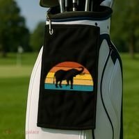 Elephant Lover Retro Sunset Golf Towel thumb 2