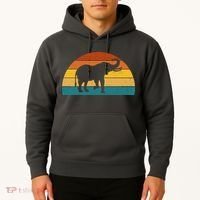 Elephant Lover Retro Sunset Hoodie thumb 2