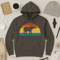Elephant Lover Retro Sunset Hoodie thumb 3