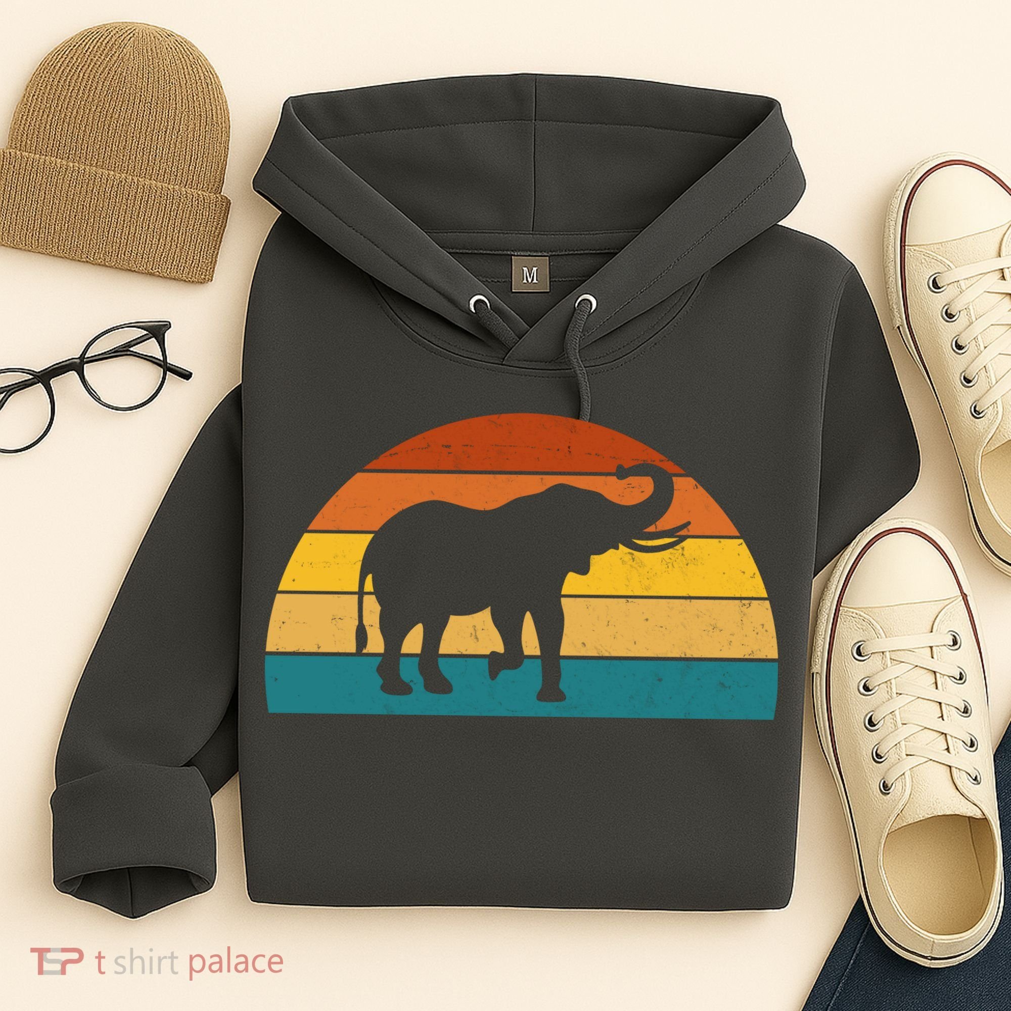 Elephant Lover Retro Sunset Hoodie